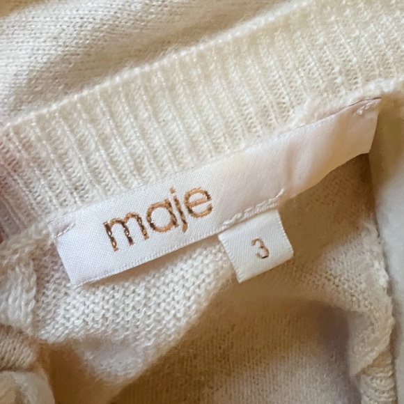 Maje ecru sleeveless cashmere/wool tieback vest Sz 3 (L) - Picture 4 of 5